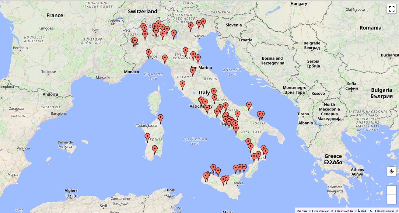 mappa sedi in italia di adierre cameco