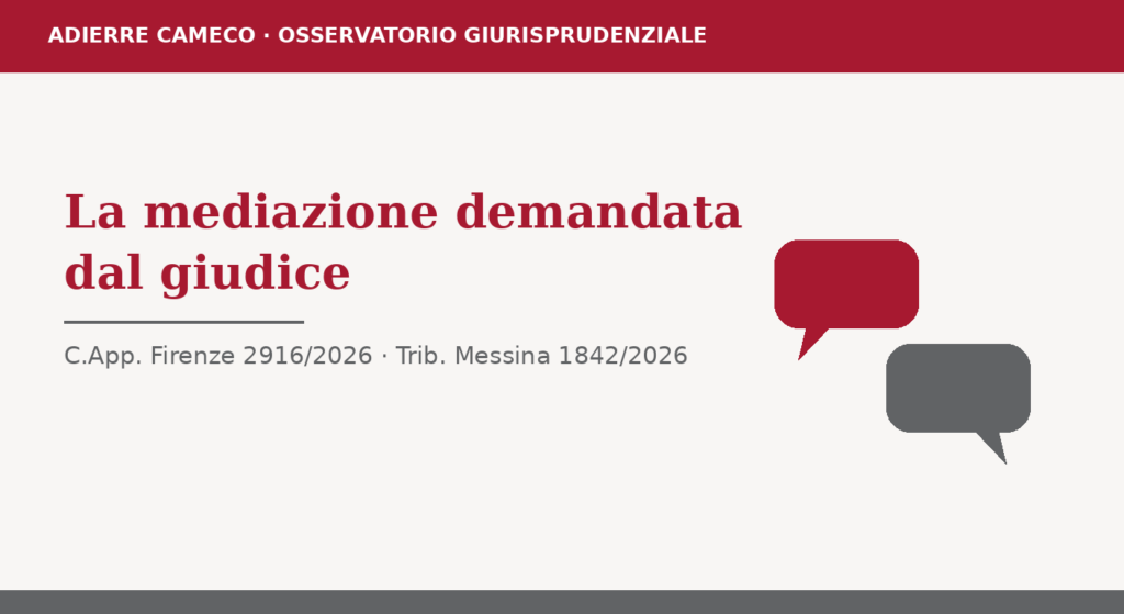 Mediazione demandata dal giudice: due fumetti di dialogo stilizzati
